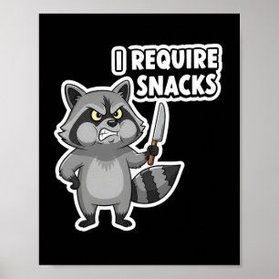 Póster Raccoon gracioso Reto Snacks Humor De Halloween Ca