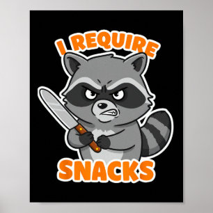 Póster Raccoon gracioso Reto Snacks Humor De Halloween Ca