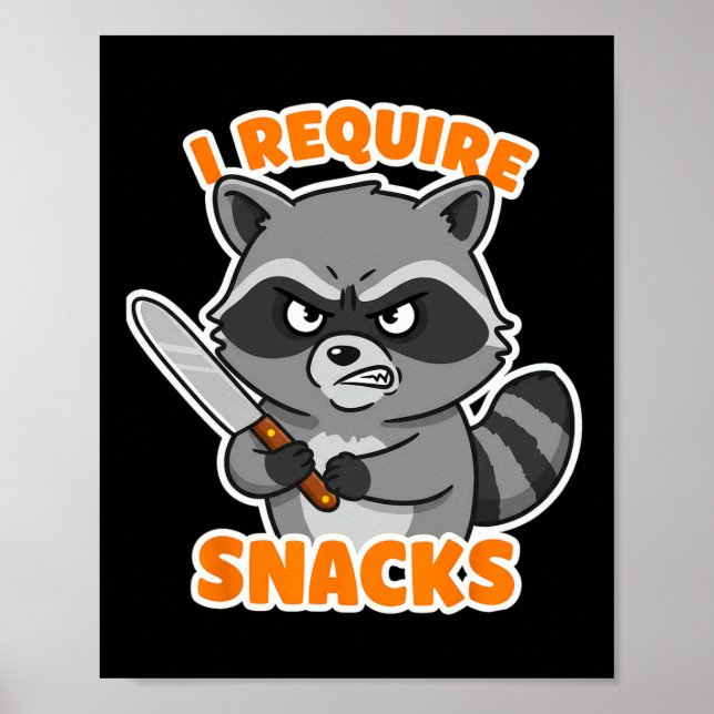 Póster Raccoon gracioso Reto Snacks Humor De Halloween Ca (Frente)