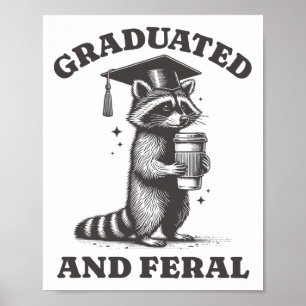 Póster Raccoon Graduado Y Feral Cl De Rac Vintage 2025