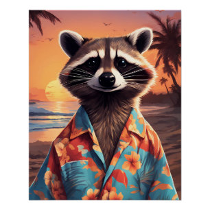 Póster Raccoon Holiday