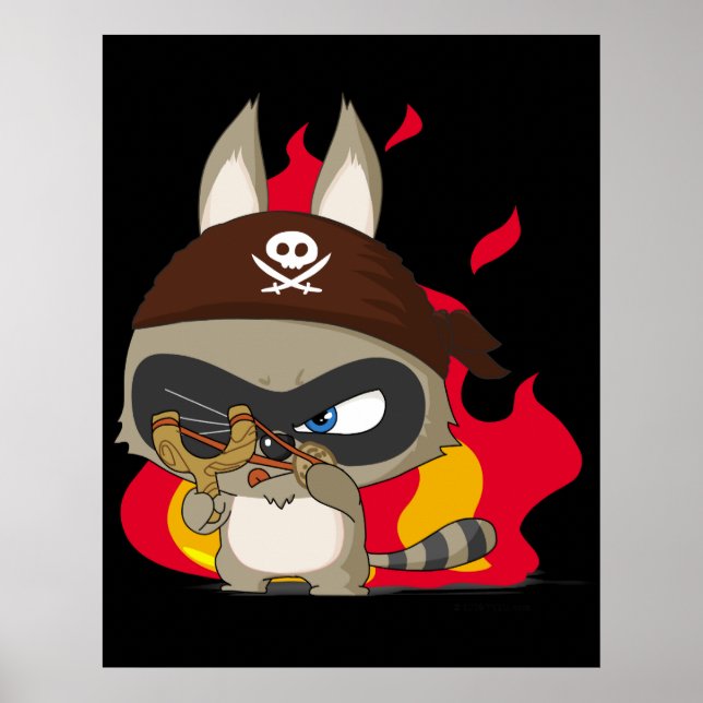 Póster Raccoon pirata gracioso personalizado poster (Frente)