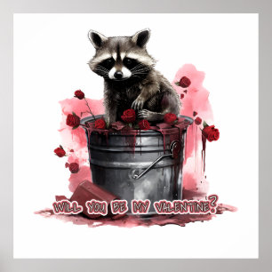 Póster Raccoon ¿Serás mi San Valentín?