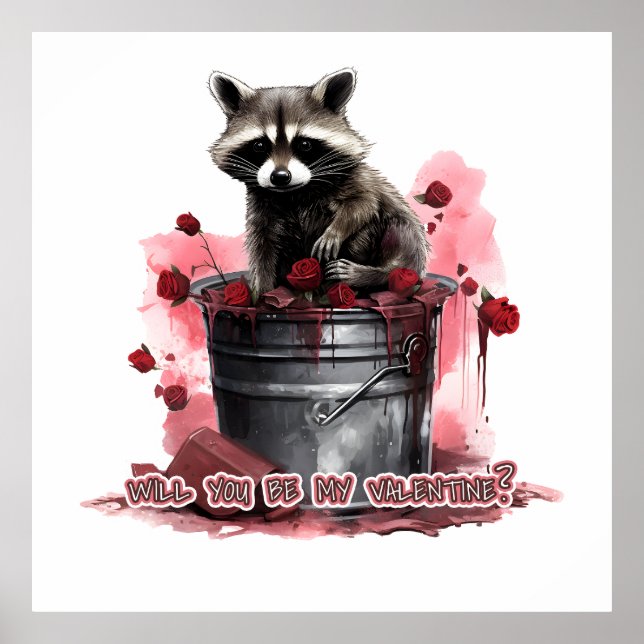 Póster Raccoon ¿Serás mi San Valentín? (Frente)