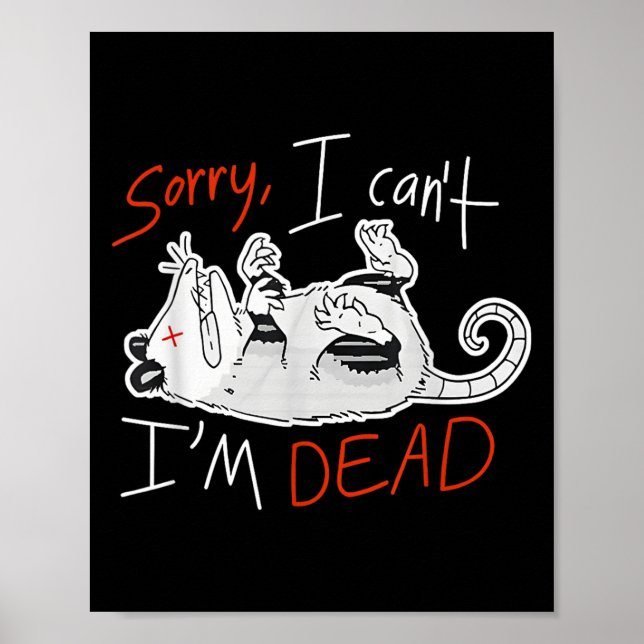 Póster Raccoon Sorry I Can't I'm Dead Rat  (Frente)