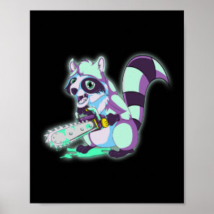 Póster Raccoon Trash Panda Scary Vaporwave Animal Spo 80
