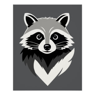 Póster Raccoon Vector Arte Animal Gráfico urbano moderno