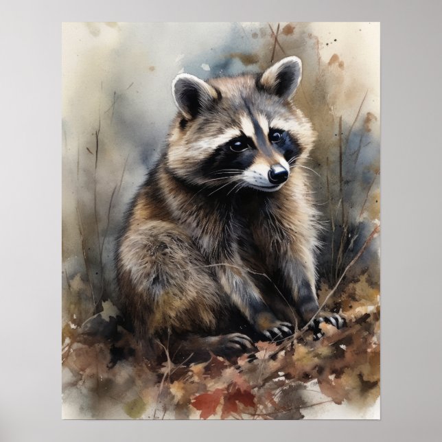 Póster Raccoon Woodland Animal Art Print Poster (Frente)