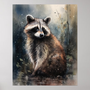 Póster Raccoon Woodland Animal Art Print Poster