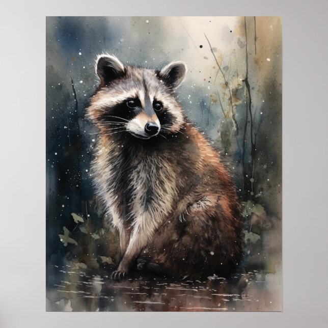 Póster Raccoon Woodland Animal Art Print Poster (Frente)