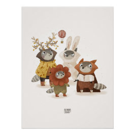 Póster Raccoons Costume Fiesta