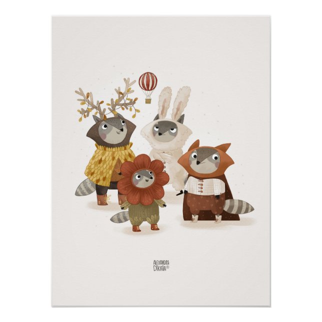 Póster Raccoons Costume Fiesta (Anverso)