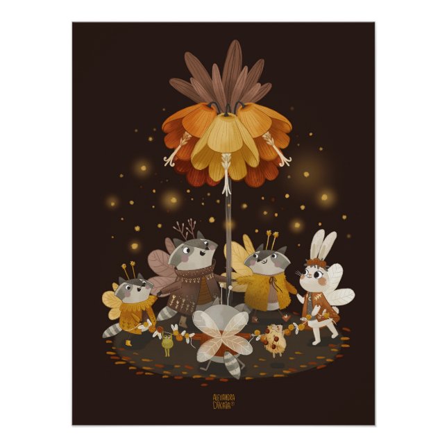 Póster Raccoons Magic Flower (Anverso)