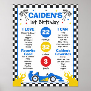 Póster Race Car 1er Fiesta de cumpleaños