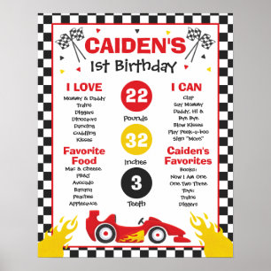 Póster Race Car 1er Fiesta de cumpleaños