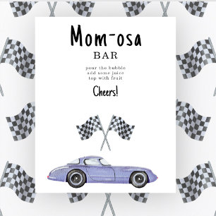 Póster Race car baby ducha Momosa bar