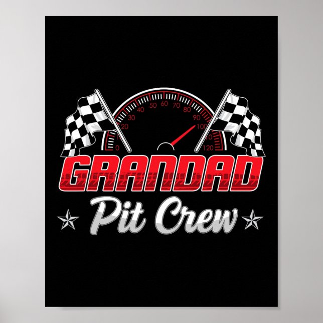 Póster Race Car Birday Party Carreras Familia Grandad Pit (Frente)