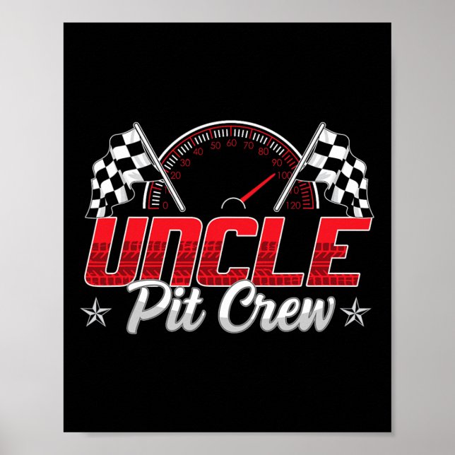 Póster Race Car Birday Party Carreras Familia Uncle Pit C (Frente)