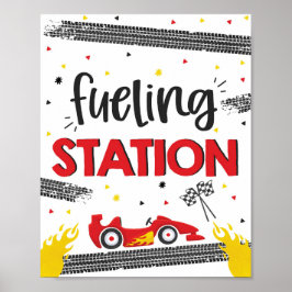 Póster Race Car Birday Party Two Fast Fueling Station