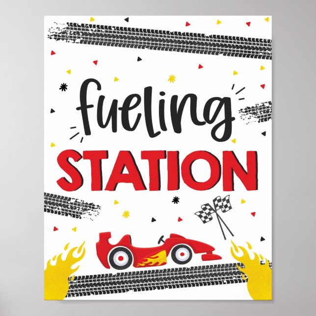 Póster Race Car Birday Party Two Fast Fueling Station (Frente)