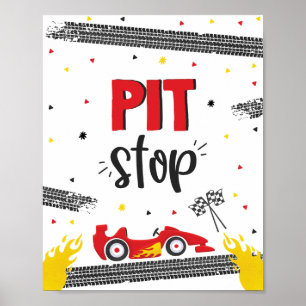 Póster Race Car Birday Party Two Fast Pit Stop