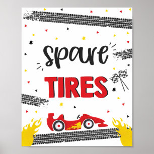 Póster Race Car Birday Party Two Fast Spare Tires