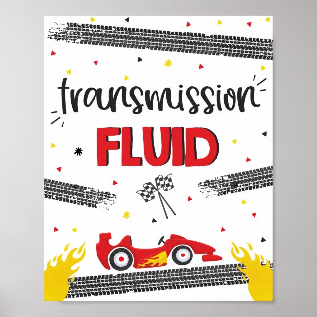 Póster Race Car Birday Two Fast Transmission Fluid (Frente)