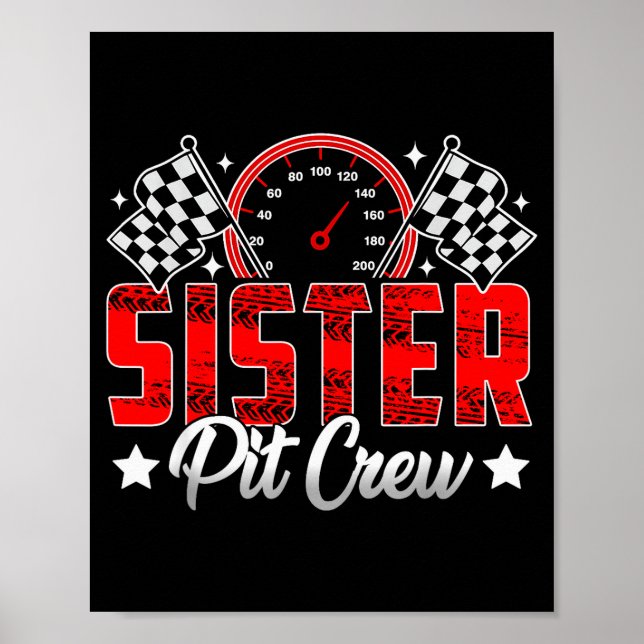 Póster Race Car Birthday Party Racing Family Sister T Cre (Frente)