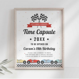 Póster Race Car Birthday Time Capsule Sign