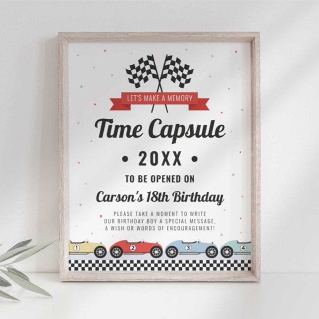 Póster Race Car Birthday Time Capsule Sign (Subido por el creador)