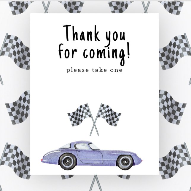 Póster Race car car baby ducha Gracias por venir (Subido por el creador)