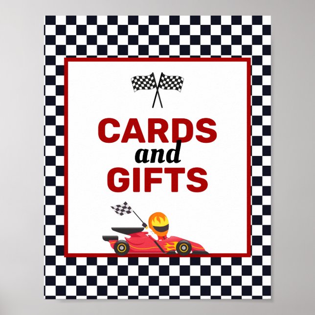 Póster Race Car Carreras Boy Tarjetas de cumpleaños y reg (Frente)