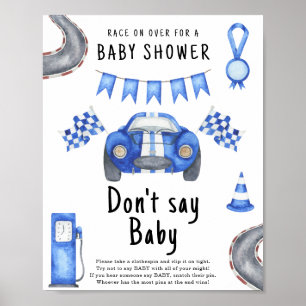 Póster Race car coche baby ducha No digas baby