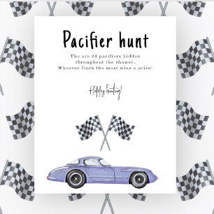 Póster Race car coche baby ducha Pacifier hunde juego