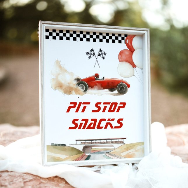 Póster Race Car RedPit Stop Snacks Fiesta de cumpleaños (Subido por el creador)