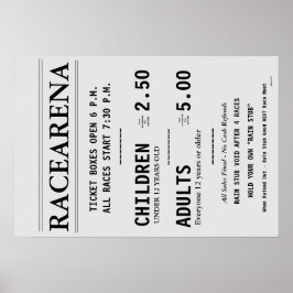 PÓSTER RACEARENA TICKET BOX OFFICE BILL DANBURY FAIR 2