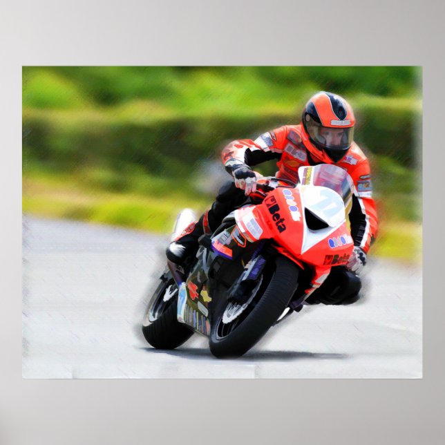 Póster Racer rojo de motocicleta (Frente)