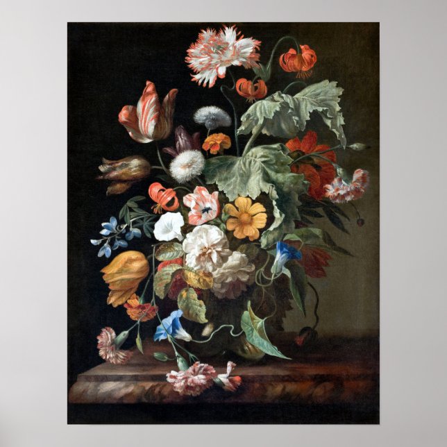 Póster Rachel Ruysch Still-Life with Flowers (Frente)