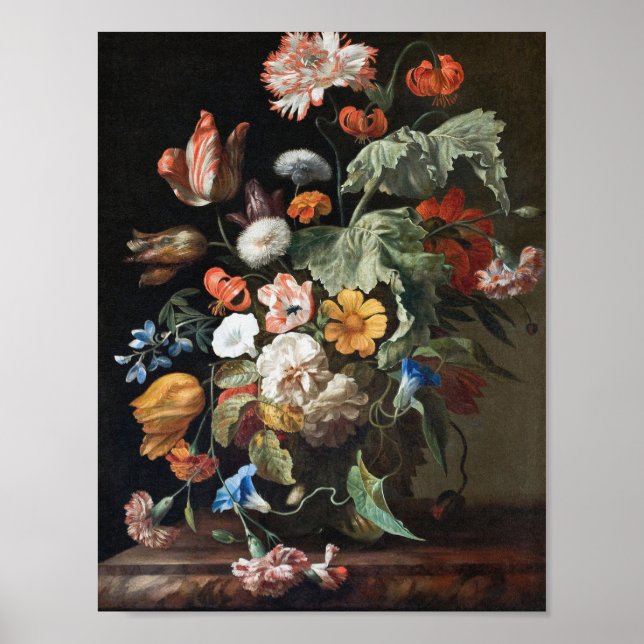 Póster Rachel Ruysch - Vida-fija con flores (Frente)
