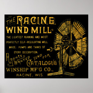 PÓSTER RACINE WISCONSIN WINDMILL WINSHIP MFG CO 1889