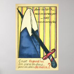 Póster Racionación del azúcar ~ Vieja Primera Guerra Mund