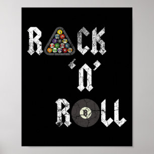 Póster Rack N Rollo Funny Pool Billiards Cue Sports Ocho