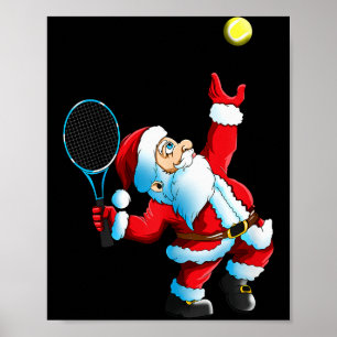 Póster Racket de tenis Juego de tenis Santa Claus Navidad