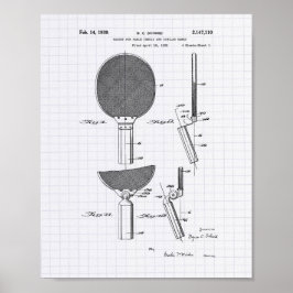 Póster Racket Table Tennis 1939 Patent Art - Lining Peper