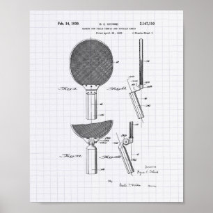 Póster Racket Table Tennis 1939 Patent Art - Lining Peper