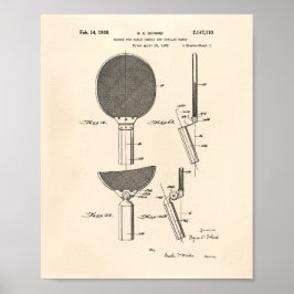 Póster Racket Table Tennis 1939 Patent Art - Old Peper