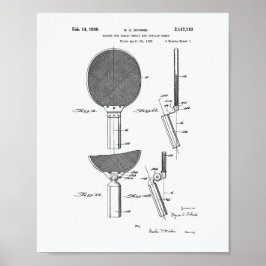 Póster Racket Table Tennis 1939 Patent Art - White Paper