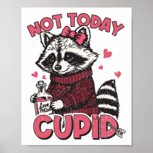 Póster Racoon divertida hoy no Cupido San Valentín Valent