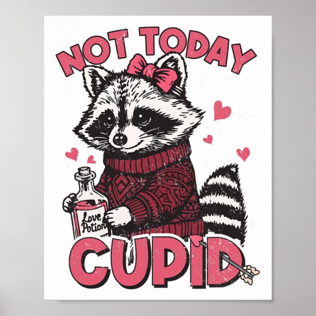 Póster Racoon divertida hoy no Cupido San Valentín Valent (Frente)
