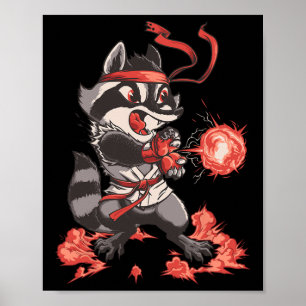 Póster Racoondouken Funny Raccoon Karate Fighter Arcade G